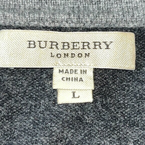 BURBERRY LONDON 100% CASHMERE GRAY ARGYLE SHORT SLEEVE POPOVER SWEATER - EUC - L - Picture 9 of 11